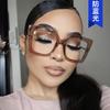 Fashion Glasses Frame Square Anti-Blue Light Women'S Large Square Frame Flat Glasses Trendy Glasses Frame