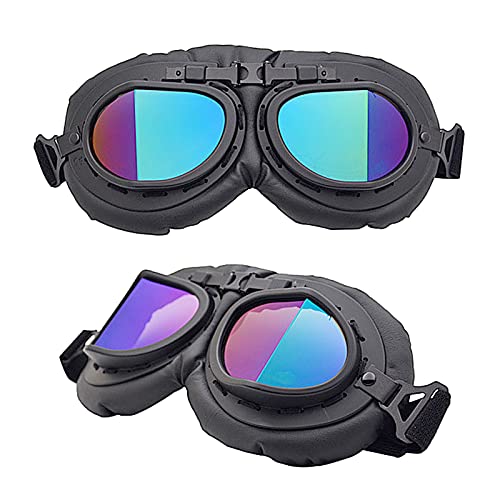 

[TradeWind] Мотоциклетные очки, очки для скутера, велосипедные очки, сноуборд, игра на выживание, ретро-защитные очки, винтаж (Линзы чёрно-синие)