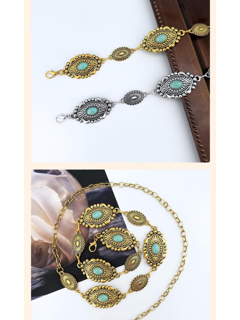 Retro European & American Metal Waist Chain – Elegant Ethnic Style Women's Luxury Belt Accessory