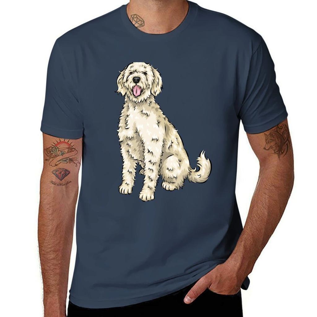 Cute Yellow Labradoodle Cute Dog Art TShirt Large Size Loose Casual Tee
