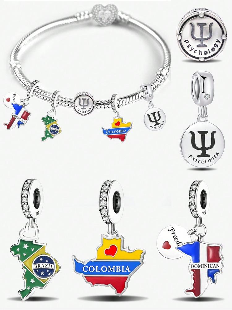 Copper Columbia Various Countries Pendant Charm Ball Suitable For Bracelets Diy For Women'S High Quality Jewelry