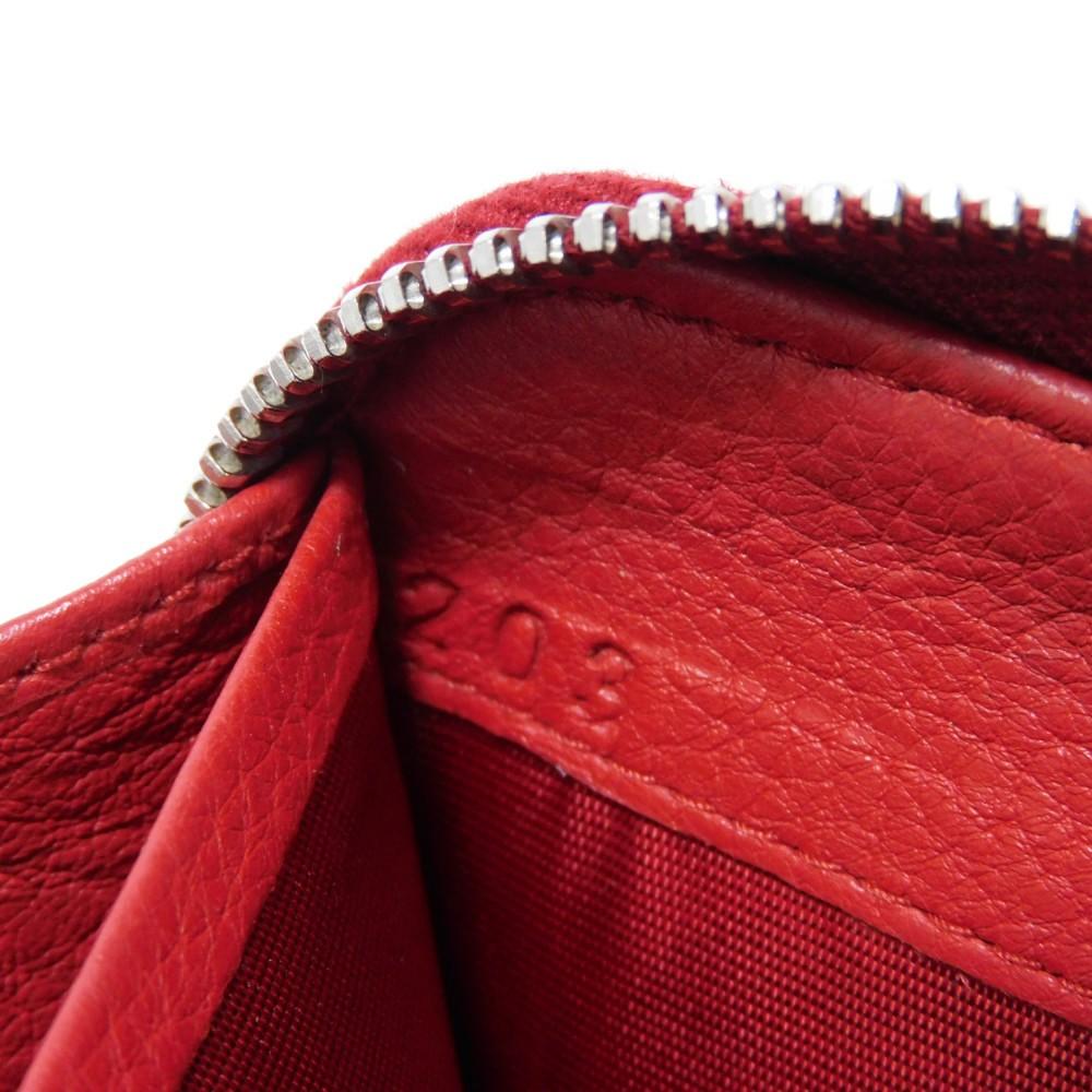 Used 11569 Vitello Phoenix Zip Around Wallet 1ML506 2E8V F001 7940 Red Zip Around Logo Metal Rosso Unisex from Japan