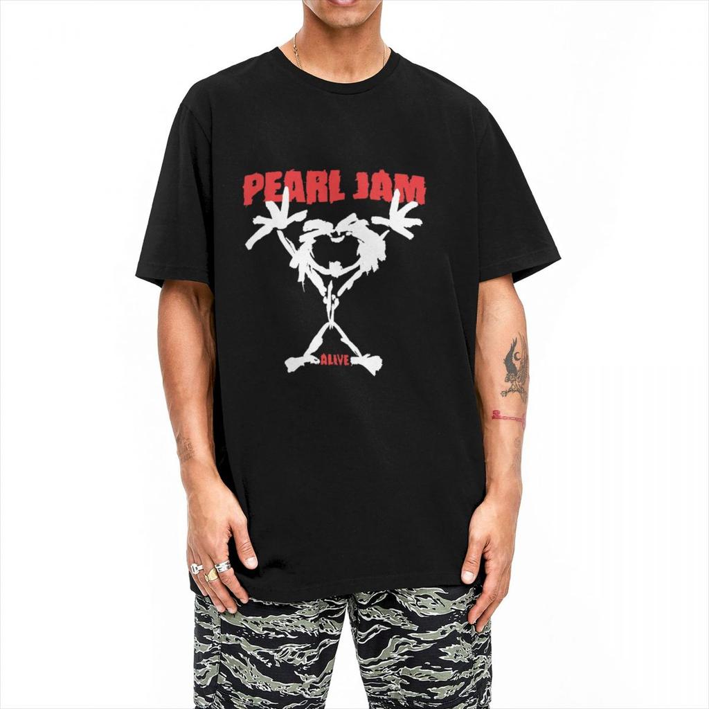 Men's Pearls Jams T-Shirts Music Band Heavy Metal Pure Cotton Clothing Summer Y2K Funny T Shirt O Neck Fashion Custom Tee Shirt
