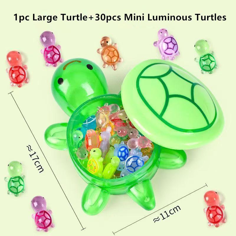 

1 шт. Нічне сяйво Велика черепаха+Мініатюрні фігурки світних черепах Смола Ручна робота Світла черепаха Органайзер Ландшафт Настільний