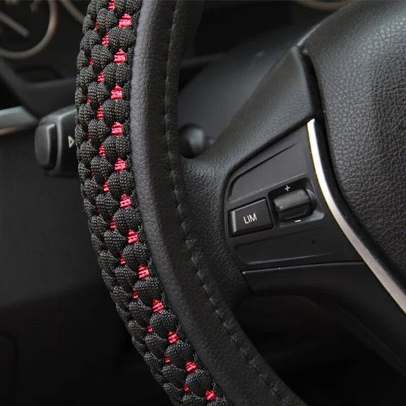 DERMAY 36cm 38cm 40cm 42cm Outer Diameter Steering Wheel Covers Silk Leather For Car Bus Truck Auto Steering-wheel Cover