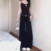 Women's High-End American Retro Black Wide-Leg Jeans - Low Waist, Slim Fit, Drape, Loose, Casual Summer Pants