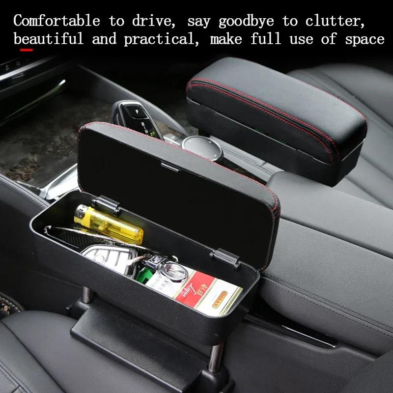 Car Armrest Universal Arm Rest Box Organizer Accessories Storage PU Leather Elbow Support Cushion Adjustable Height Auto Elbow