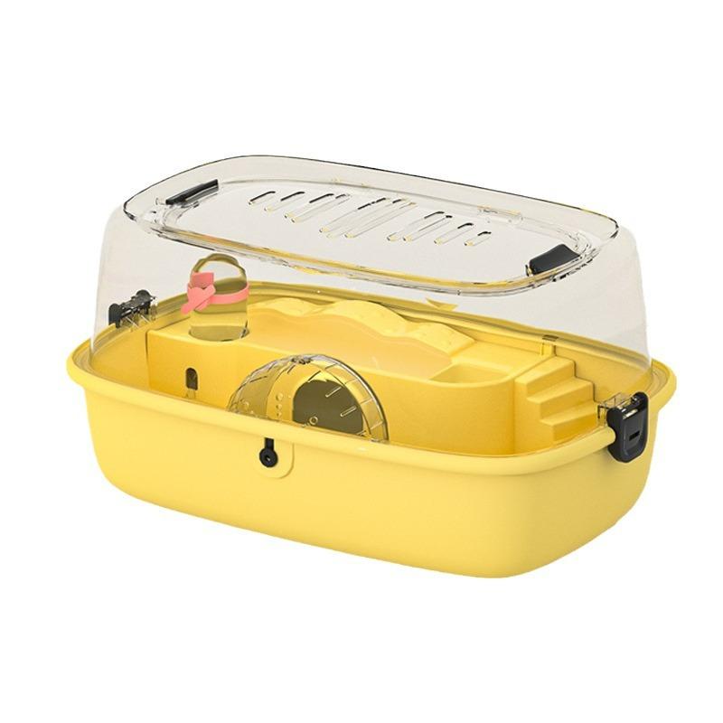 Hamsterkäfig, Kunststoffhütte, transparent, großer Raum, goldener Bär, übergroße Villa, Panorama-Doppelschicht-Futterbox, komplettes Set