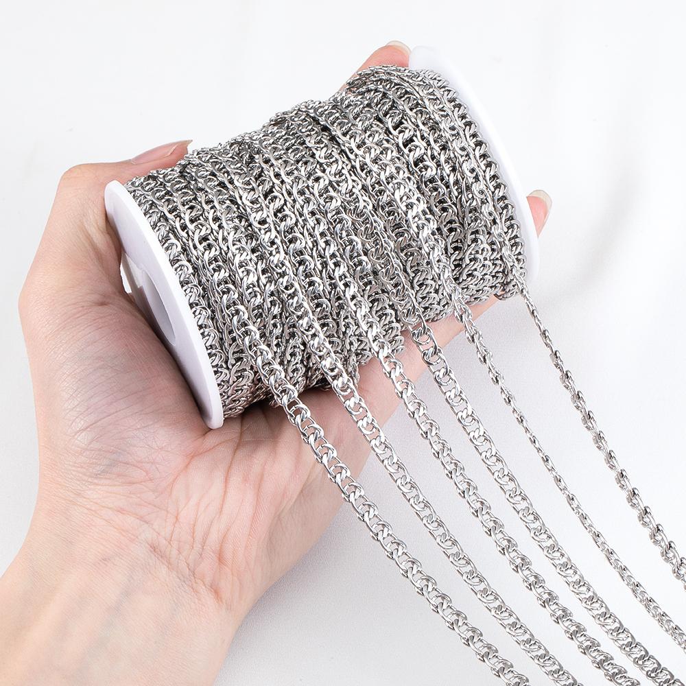 1Meter Stainless Steel Flat Round Chain 4.5x6mm Cross Circle Link Chains for DIY Necklace Bracelet Bag Chain Jewelry Findings
