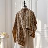 Luxury Brand Women's Cashmere Scarf - Winter Warm Tasseled Allover Geometric Print Pashmina Shawl, Foulard & Poncho