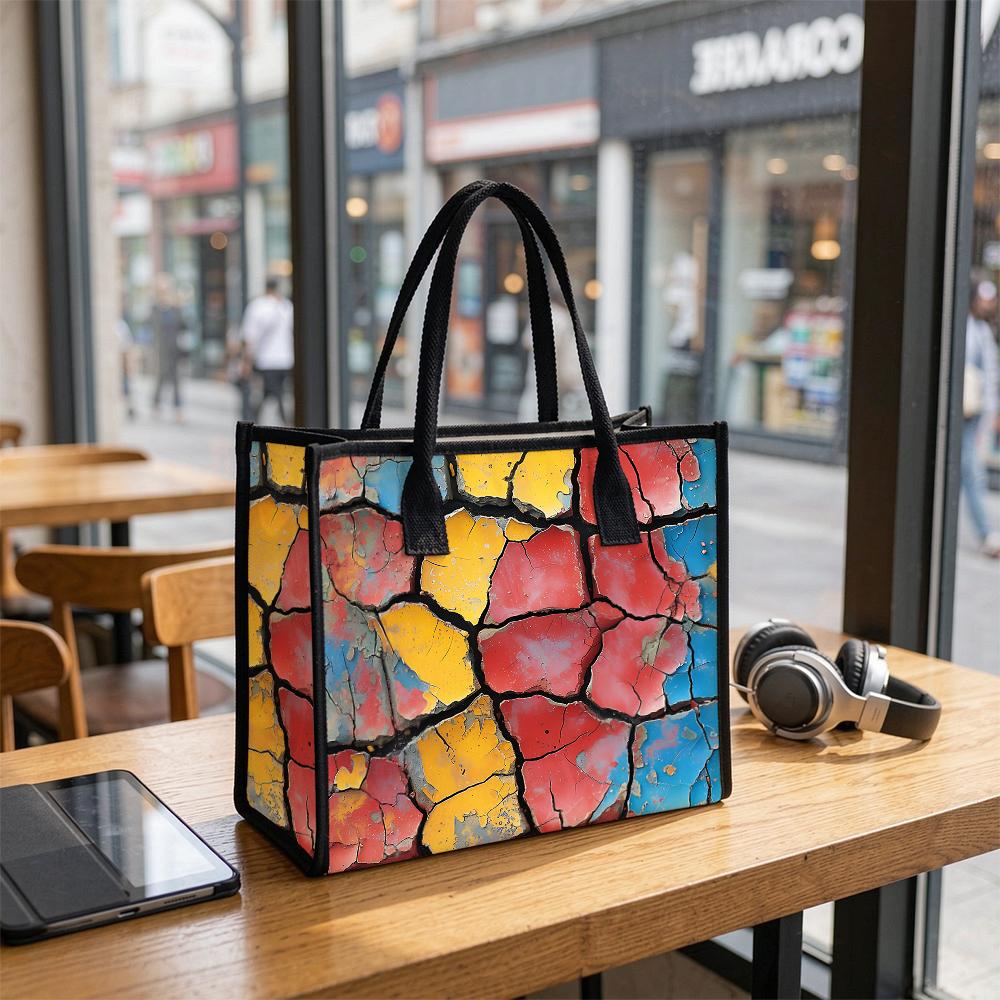 Color Crack Print Tote Bag Large Capacity Daily Casual Women Shoulder Handbag