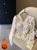 High-Grade Velvet Korean Style Lace Slimming Warm Autumn/Winter Top