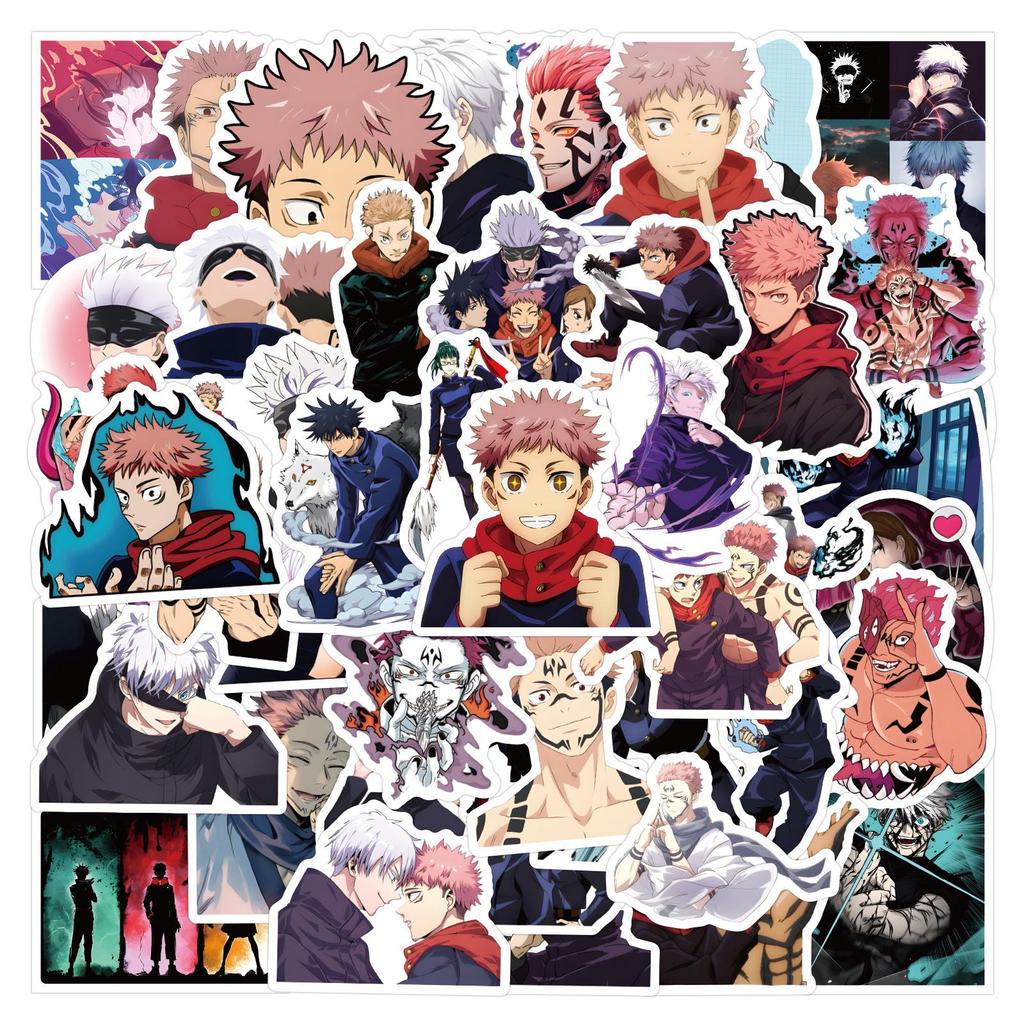 Jujutsu Kaisen Anime Stickers - 50 Waterproof Decals for Journals, Water Bottles, and Computers