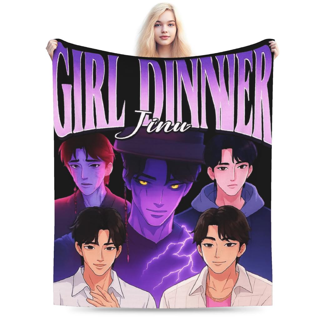 Jinu Huntrix Saja Boys K-Pop Demon Hunters Blanket Autumn Soft Throw Blanket for Girl Living Room Print Bedspread Sofa Bed Cover
