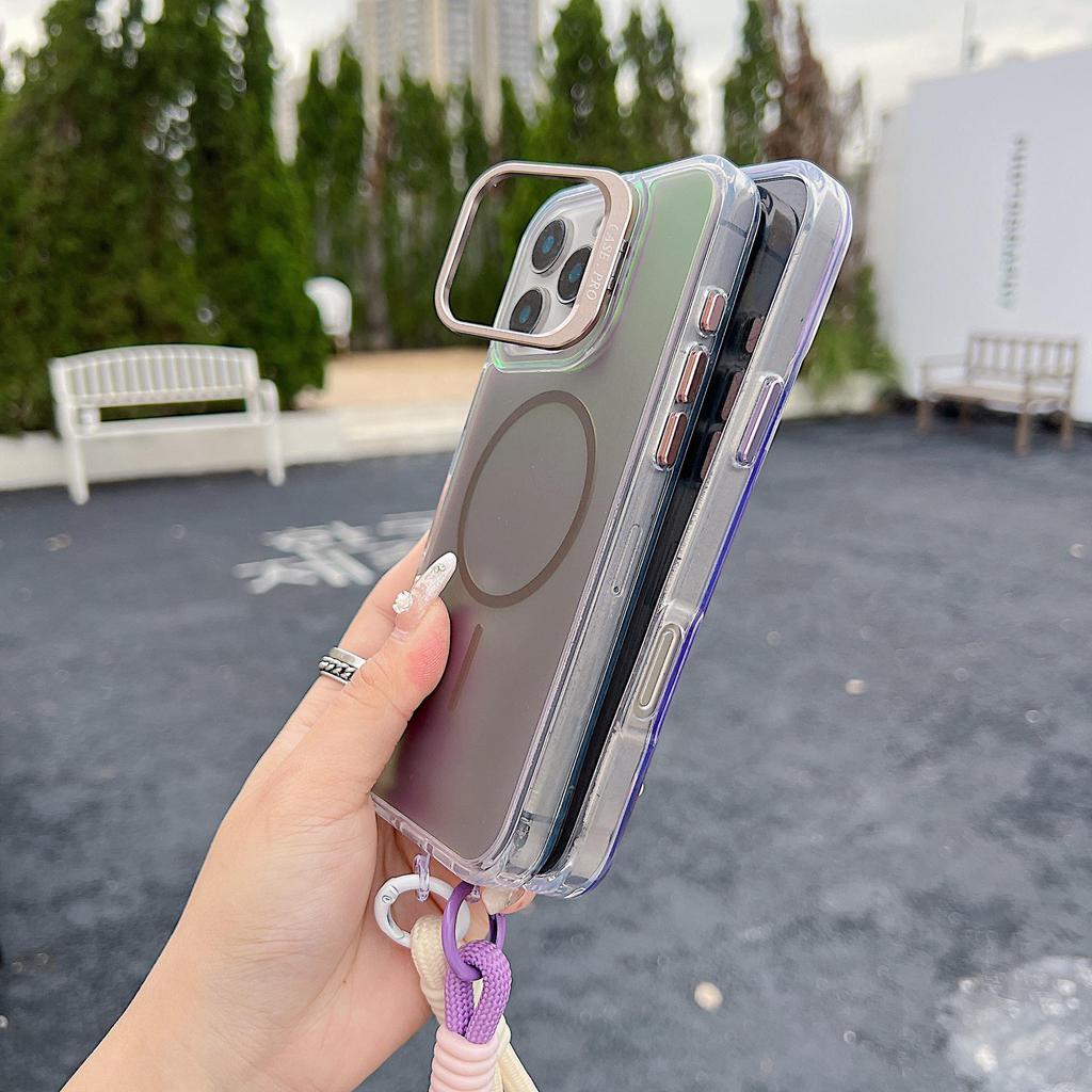 iPhone 17 Pro Max Color-Changing Dragon Lens Holder & Lanyard Case - 16 Bright Colors
