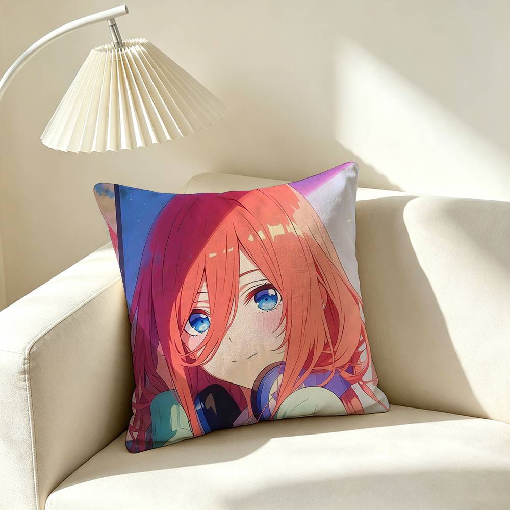 T-The Quintessential Quintuplets Miku Nakano  Pillow Case Square Double-Sided Sofa Cushion Cover Bedroom Bedside Pillow
