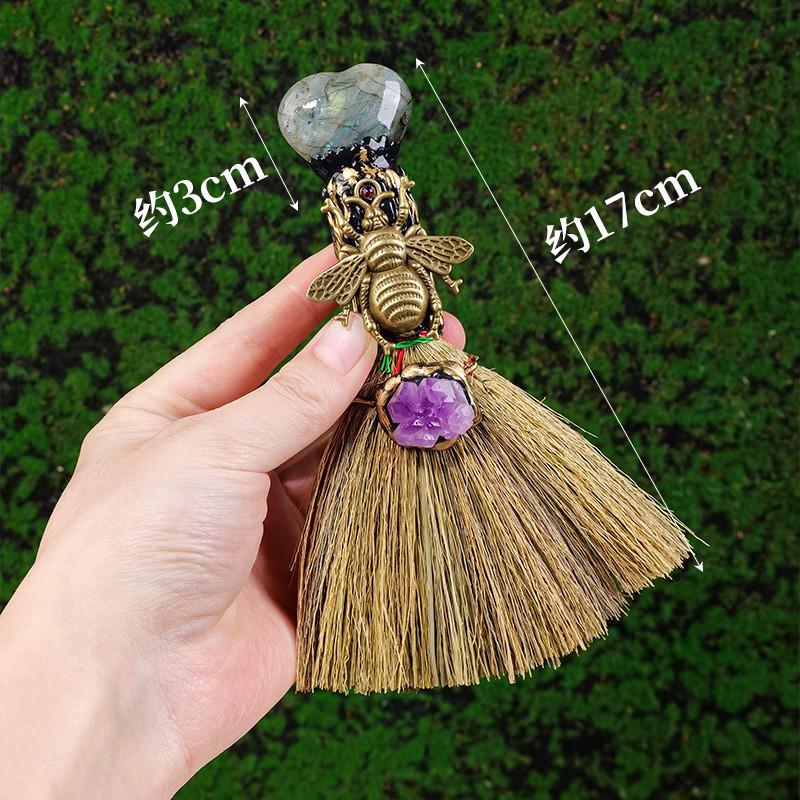 Heart-Shaped Crystal Broom Prop for Home Decor