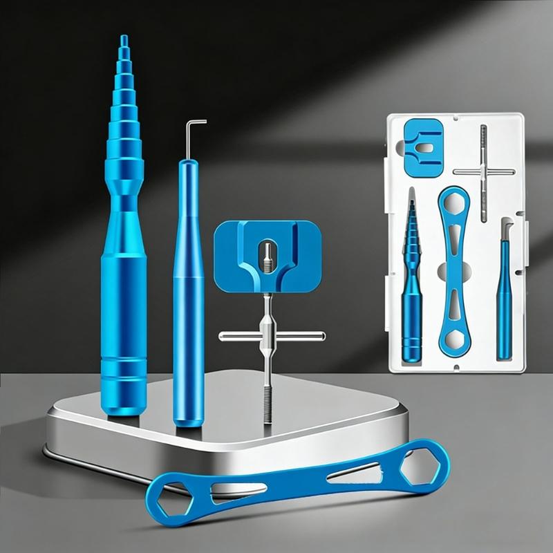 Aluminum Alloy Fishing Reel Repair Tool Set Including Bearing Extractors And Wrench For Easy Disassembly And Maintenance