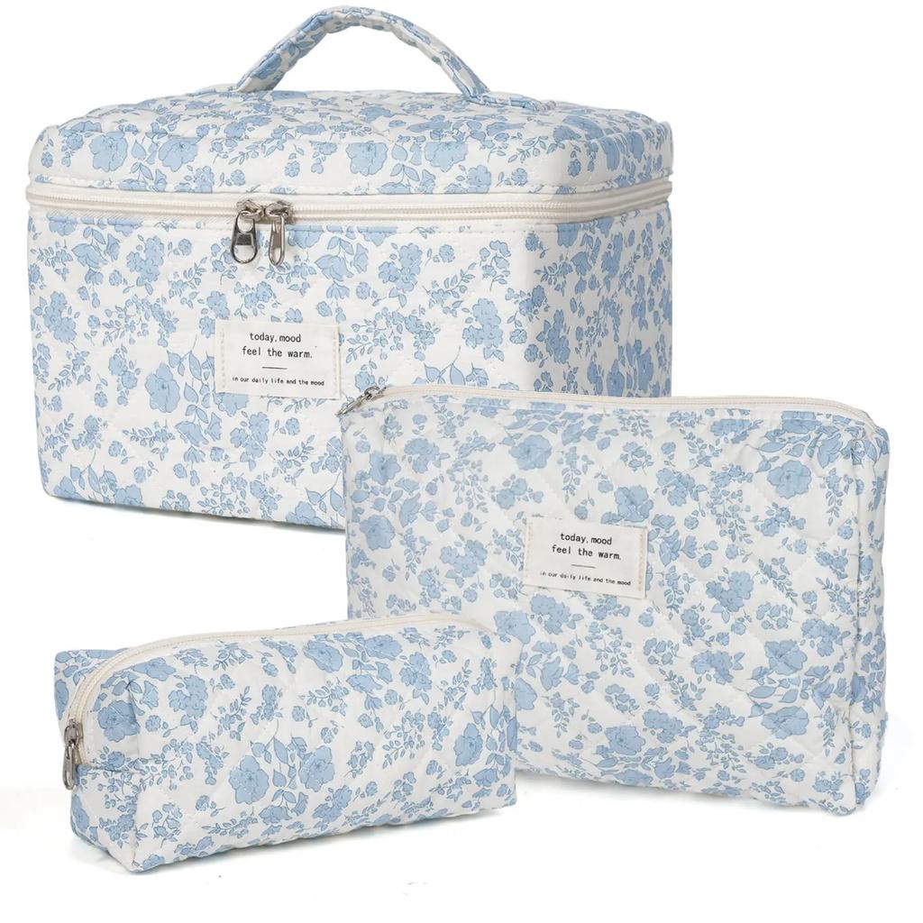 1 pièce Mignon Fleurs Coton Sac de Maquillage Femmes Fermeture Éclair Organisateur Cosmétique Tissu Sac à Main Forme Boîte Portable Étui de Toilette pour Filles