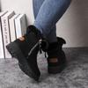 Women's Round-Toe Short Boots Plush Faux Thick Rubber Sole Chunky Heel Zipper Winter Casual Dressy Brown Booties for Jeans