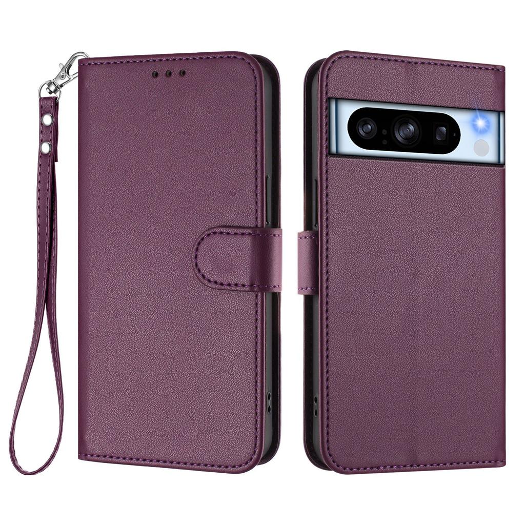For Google Pixel 8 Pro Leather Case Wallet Stand Phone Cover with Wrist Strap