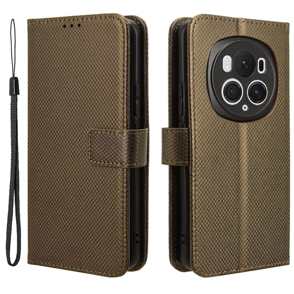 Wallet Case For Honor Magic6 Pro 5G Shell Leather Diamond Texture Phone Cover
