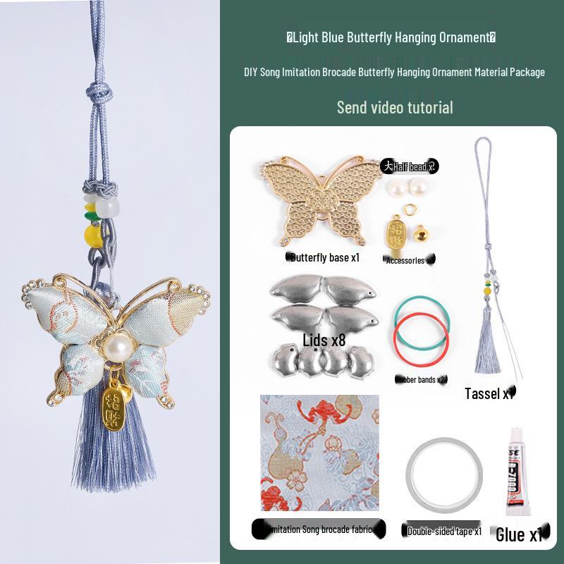 DIY Butterfly Brocade Pendant Kit - Handmade Car Accessory & Dragon Boat Festival Souvenir