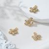 4Pcs Rack Plating Brass Micro Pave Cubic Zirconia Charms Long-Lasting Plated Flower Light Gold 13.5x10.5x3.5mm Hole: 1.2mm