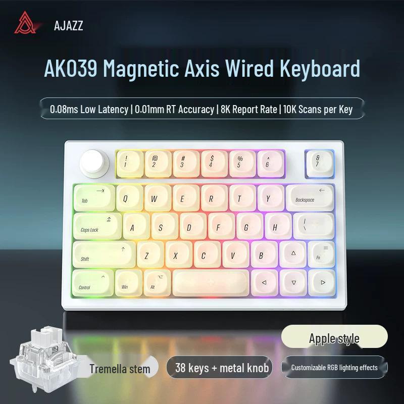 Ajazz AK029 One-Handed Gaming Keyboard, Magnetic Rice Shaft, Hi-Fi, 29 Keys, RGB, Customizable, Hot-Swappable