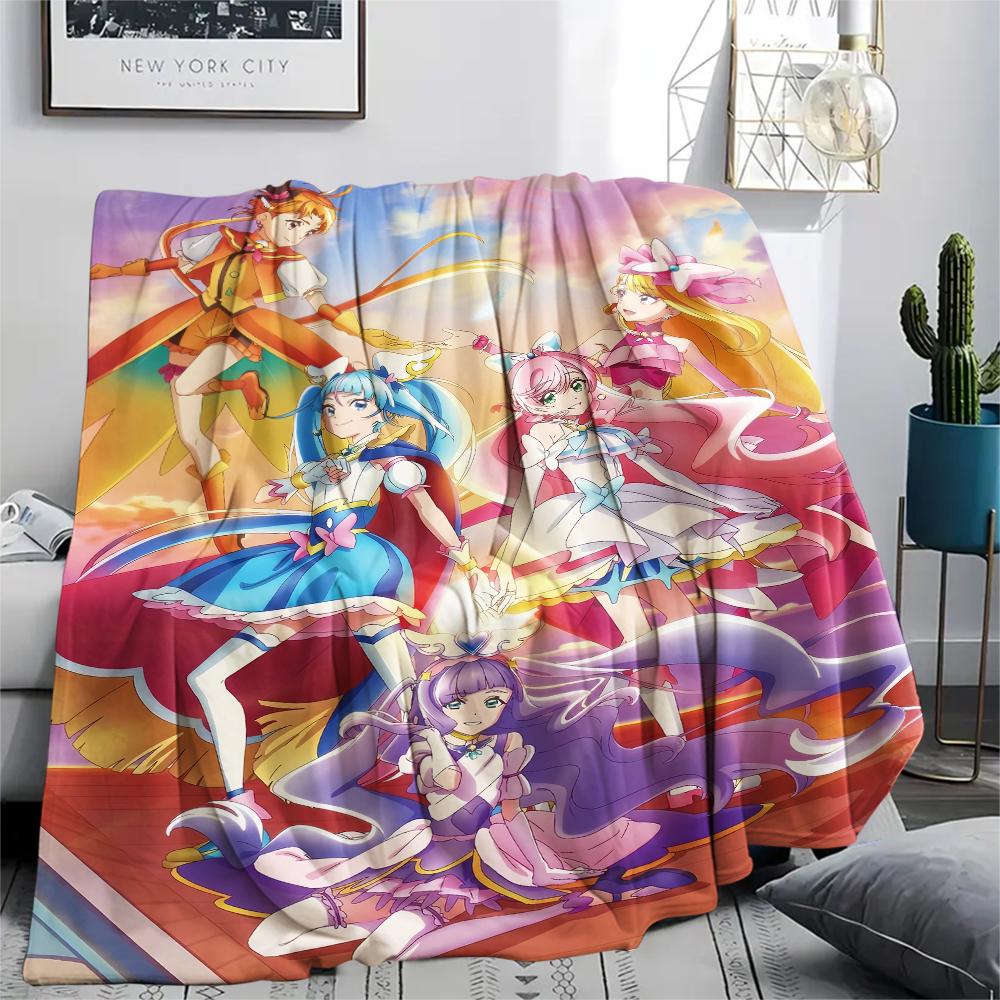Pretty Cure All Characters pattern Flannel Blanket, High quality Comfortable for All Seasons, Home Decor, Warmth and Comfort, Perfect for Gifts.