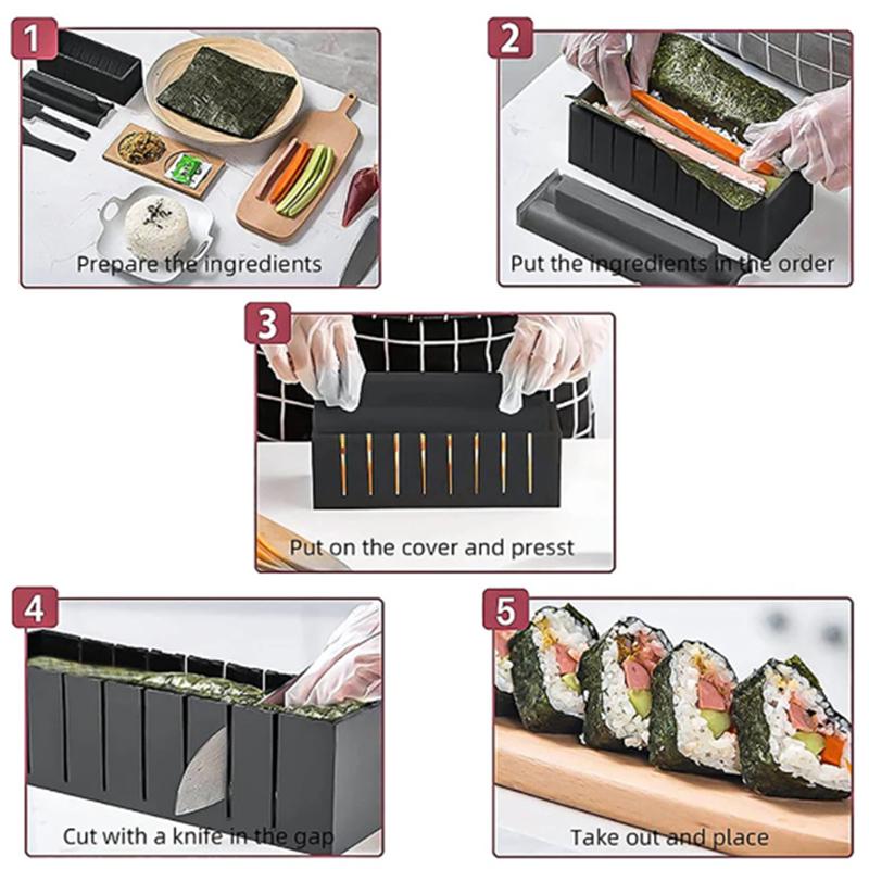 10 Stück/Set DIY Sushi-Zubereitungsset Roll-Sushi-Maker Reisrollenform Küchenwerkzeuge Japanische Sushi-Kochwerkzeuge Küchenwerkzeuge