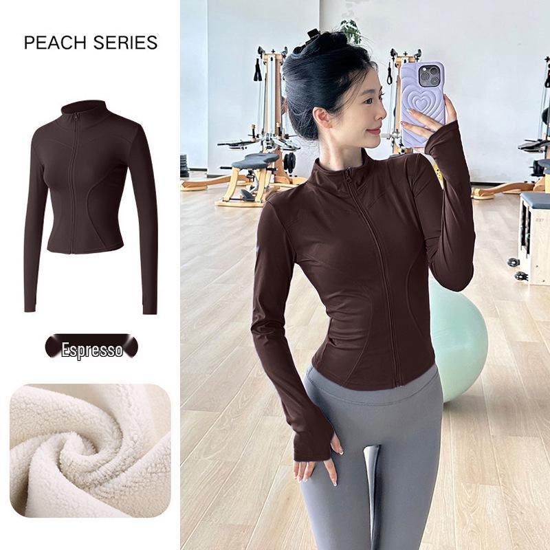 

Women s Velvet Yoga Jacket - Thickened Slim Fit for Autumn & Winter Fitness L
