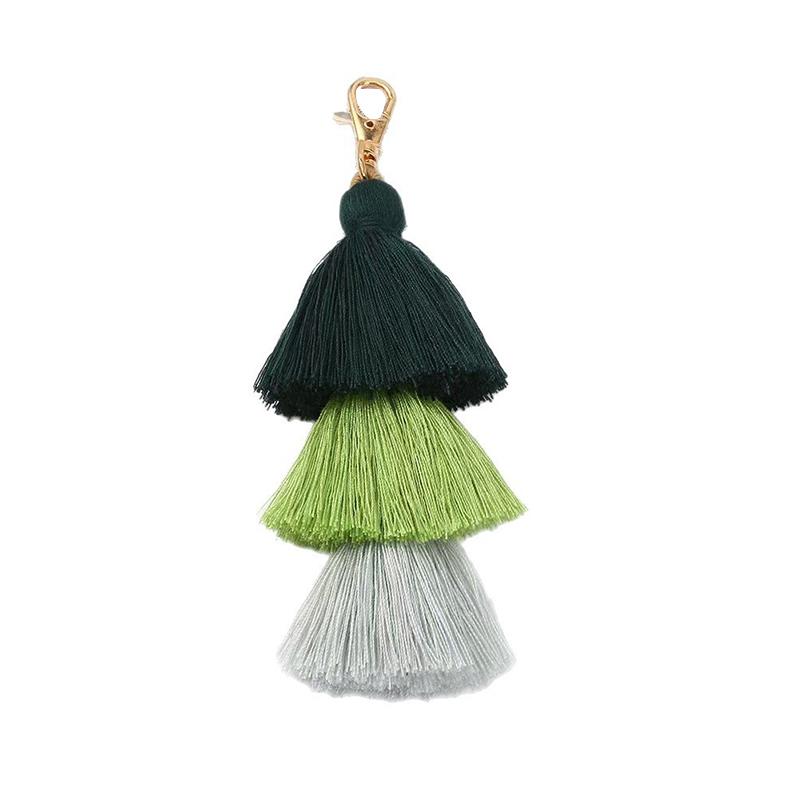 Three-Layer Cotton Thread Fringed Bag Pendant Ethnic Style Keychain Bohemian Style 3-Layer Ear Pendant Bag Parts & Accessories