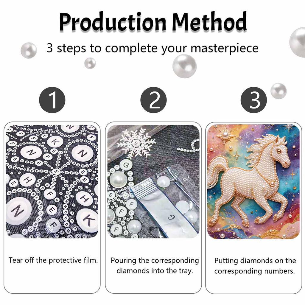 Kit Cavallo Maestoso Perla 5D Fai da Te Arte con Strass Artigianato per Decorazione Scrivania Casa Regalo Rilassante Fatto a Mano