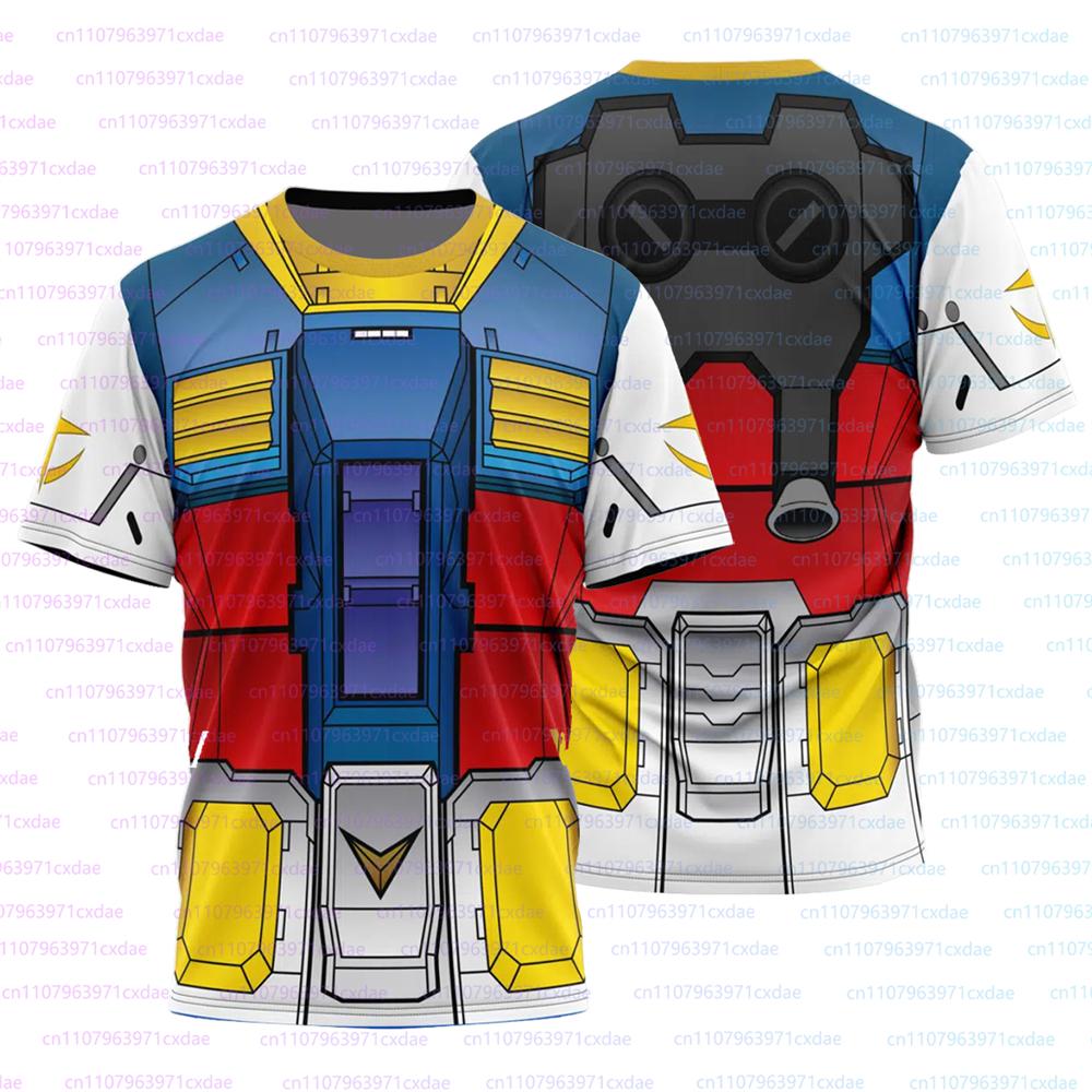 Anime Mobile Suit Gundam 3D Print Cosplay Boys Uniform Casual Loose Crew Neck Short Sleeve T-Shirt Summer Men's Streetwear Tops