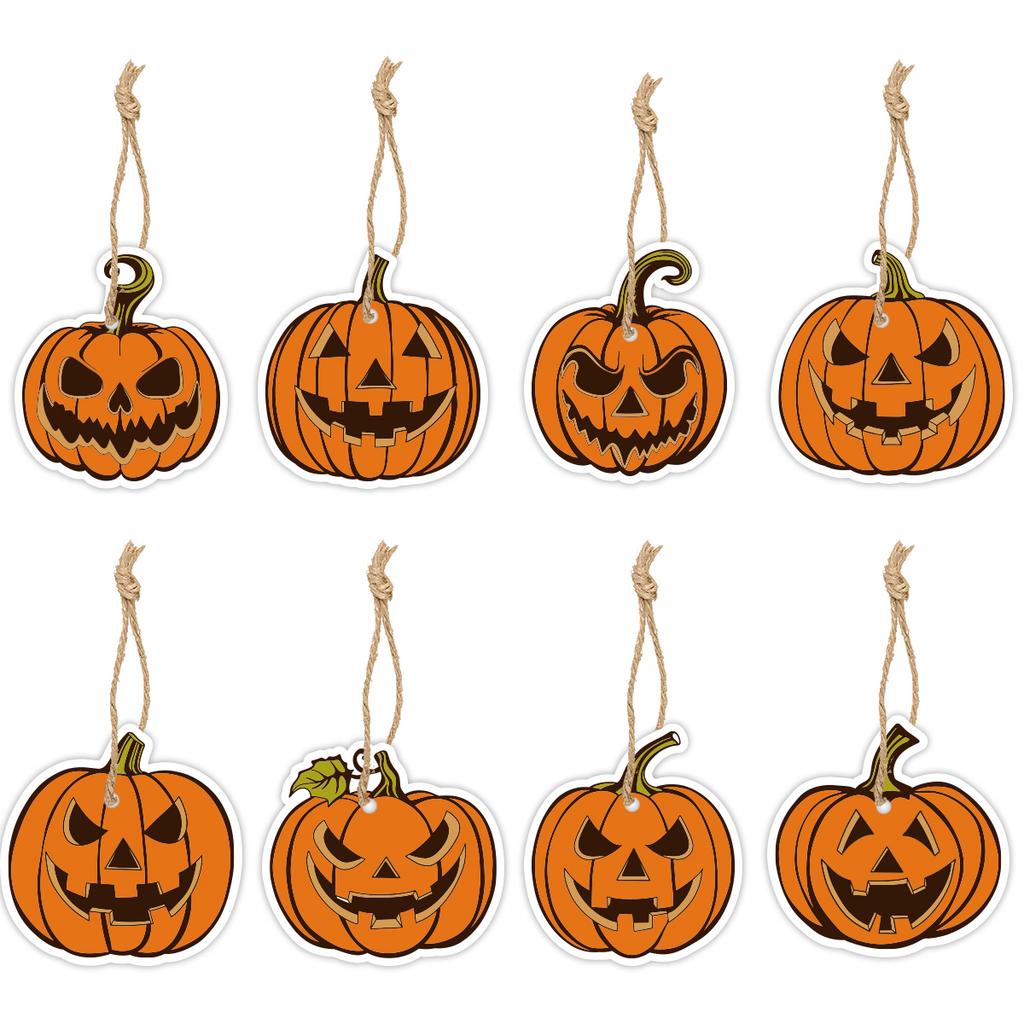 8pcs Vintage Halloween Tree Ornament Decorations Horror Pumpkin Witch skull pendant Hanging Tag for Halloween Party home Decor