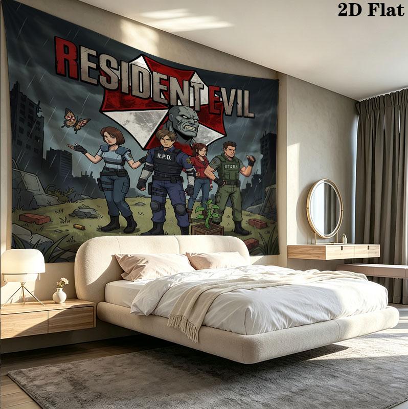 Resident Evil Wall Tapestry Aesthetic Wall Hanging Printed Fabric Blanket Decorative Tapestries For Bedroom Living Room Home Decor