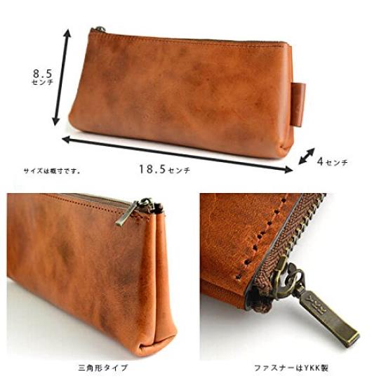 Endmark Genuine Leather Pencil Large Simple Made In Night Blue Case, Capacity, Design, Men's, Japan,