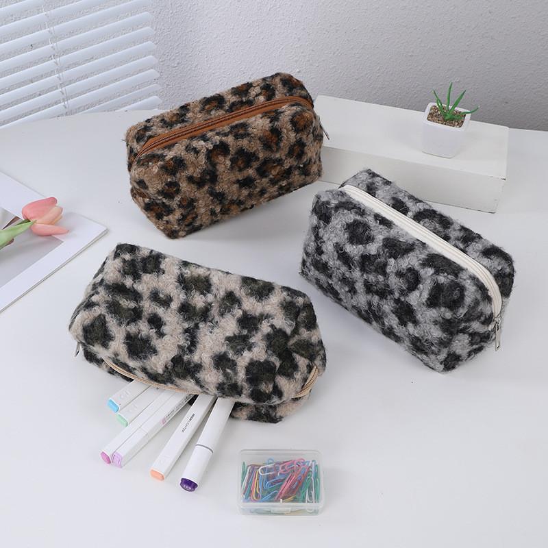 Plush Student Pen Case With Large Capacity For Travel And Makeup Storage