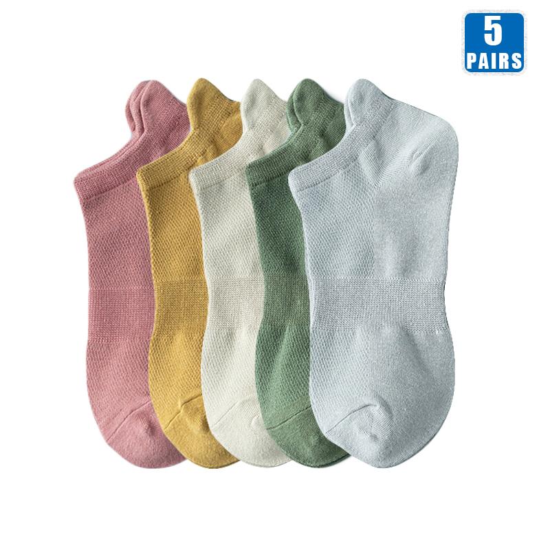 5 Pairs Men Cotton Short Sock Crew Ankle High Quality Breathable Summer Women Compression Casual Soft Solid Color Socks for Male