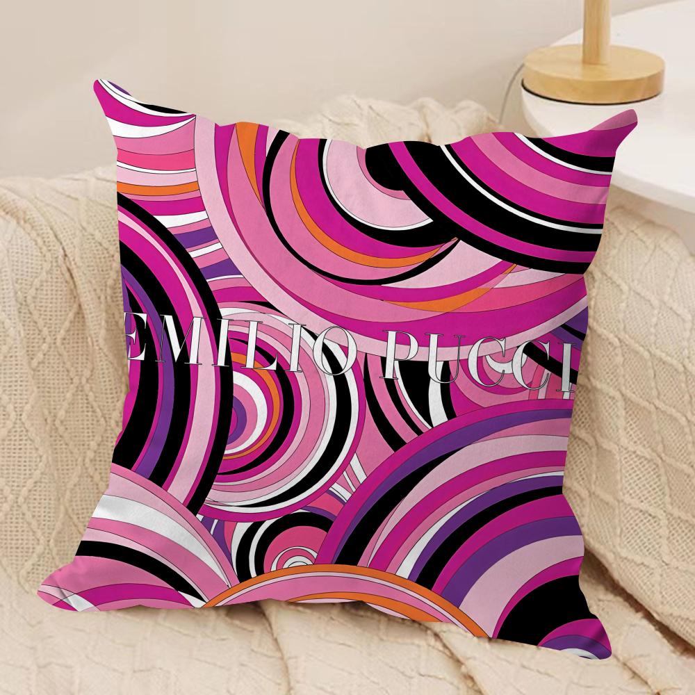 Fashion EEeilio Logo PpucciS Cushion Cover Short Plush Doublesided Print Square Throw Pillow Covers Sofa Home Cushion Decor