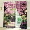 Set Of 2 Charming Spring Cherry Blossom Trail Polyester Easy Hang Design Ideal Living Rooms Bedrooms Curtains Made Sitting Room Window Treatment