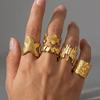 Neue Trendige Edelstahl Seestern Blume Offene Ringe für Damen Minimalistischer Metall Pentagramm Nicht Verblassender Ring Meeresleben Zirkon