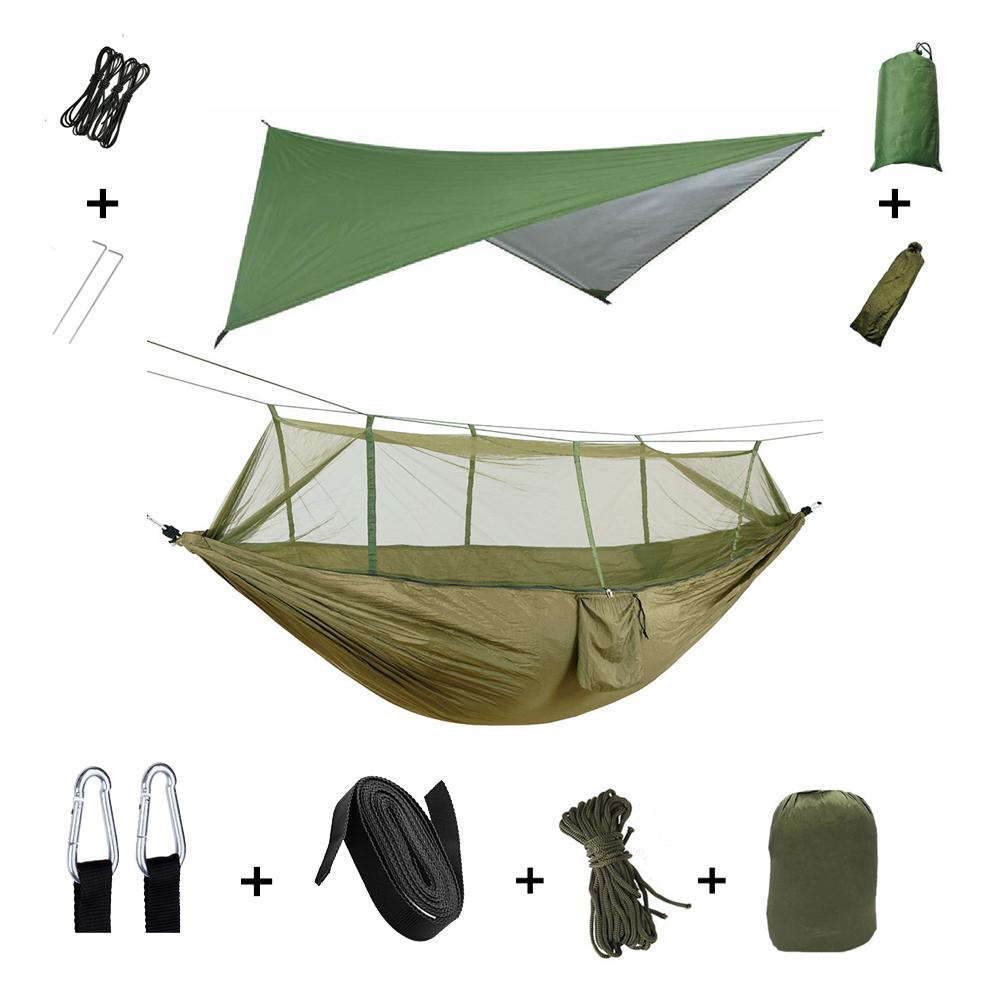 Anti Outdoor Camping Hammock With Mosquito Net And Rain Tent Equipment Supplies Shelters Camp Bed Survival Portable Hammock Soft and Comfortable