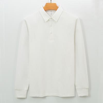 260g Long-sleeved Polo Cotton Shirt Collar Men Thickened Without Ironing, Markless Polo Shirt Men