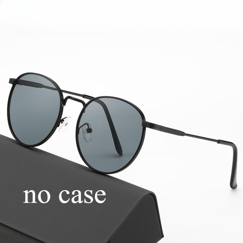 Metal round frame flat mirror unisex sunglasses new fashionable European American hip hop style trendy accessory