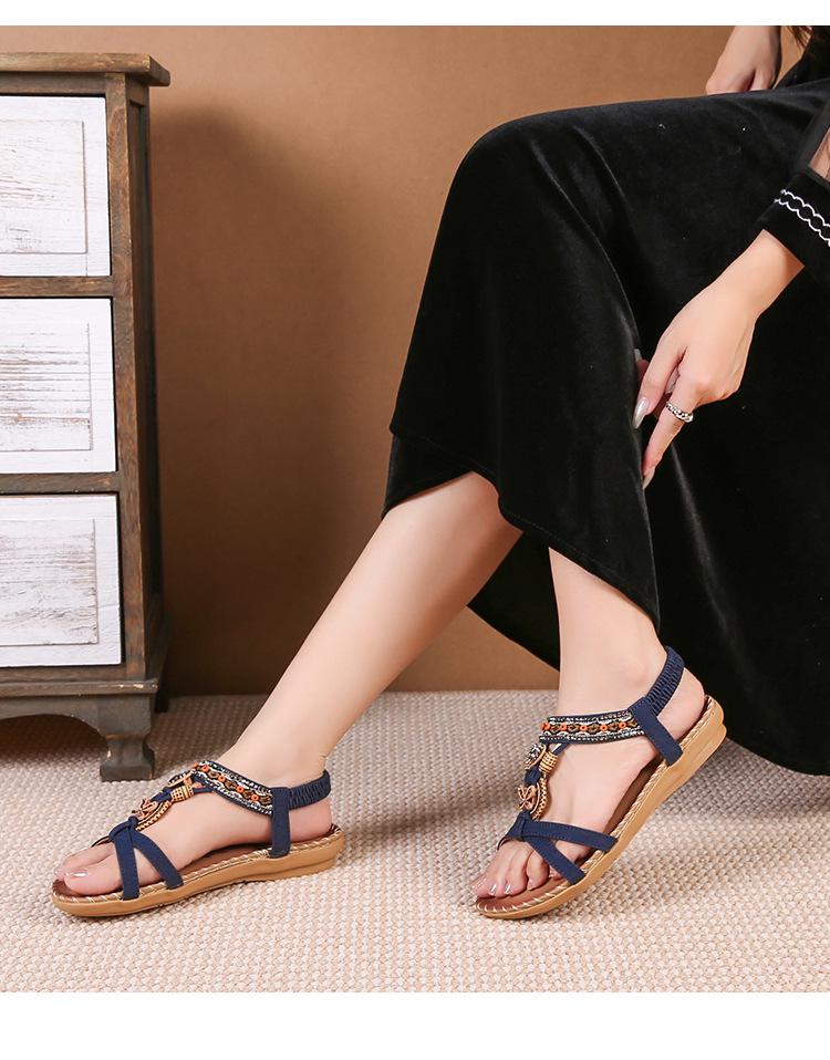 2025 Bohemian Rhinestone Women's Summer Sandals - Flat, Round & Open Toe