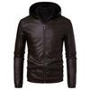 Pu Leather Men's Autumn and Winter Slim-fit Korean Version of The Handsome Hooded Motorcycle Jacket Plus Velvet Thick Leather Jacket Men's Jacket