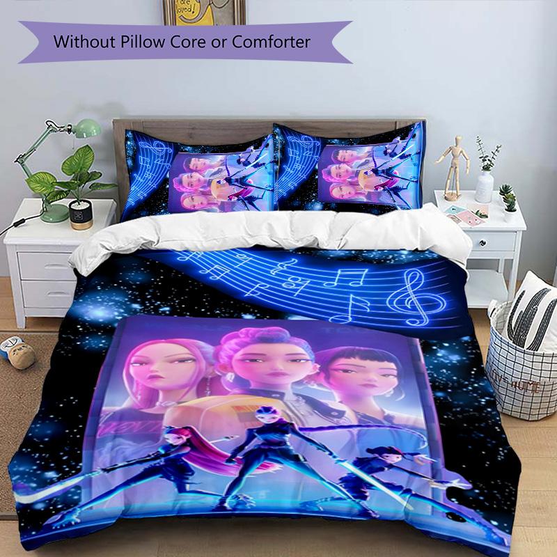 Set Biancheria da Letto KPOP Hunter 3 Pezzi Copripiumino Chiusura Include 1 Copripiumino & 2 Federe per Tutte le Stagioni Camera da Letto Casa Arredamento Stanza del Dormitorio
