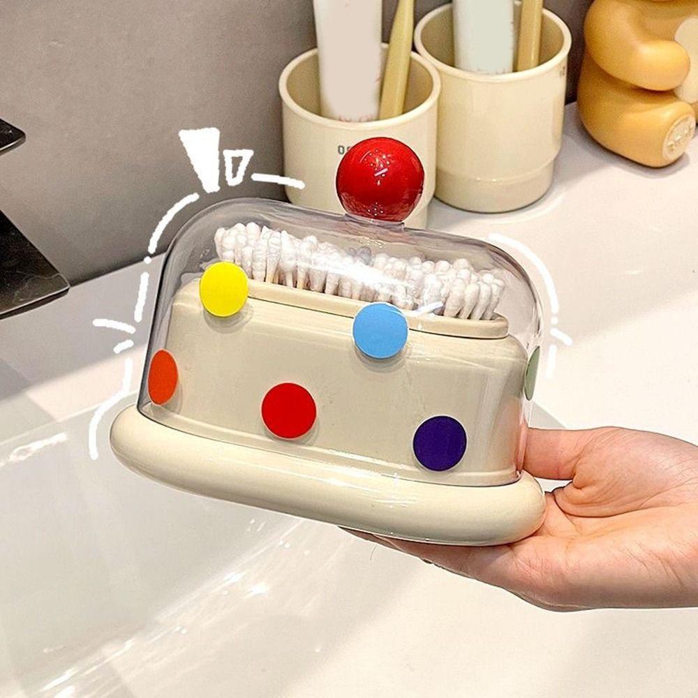 Double Grid Toothpick Storage Box Dustproof Cotton Swab Tube Dopamine Toothpick Box  Living Room